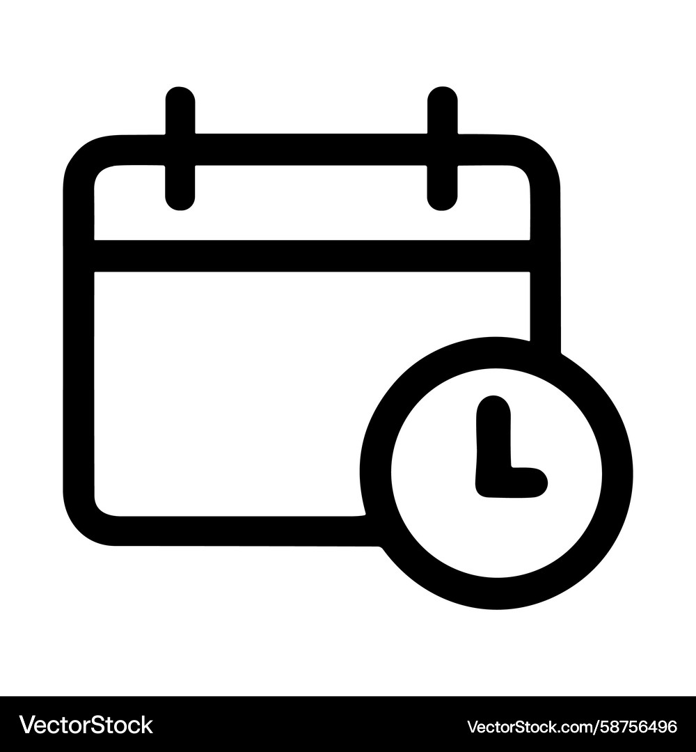 Minimalist Calendar with Clock Icon Vector Image