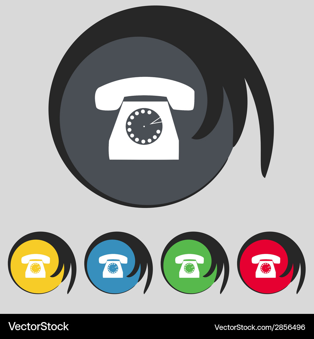 Retro telephone web icon set colourful buttons Vector Image
