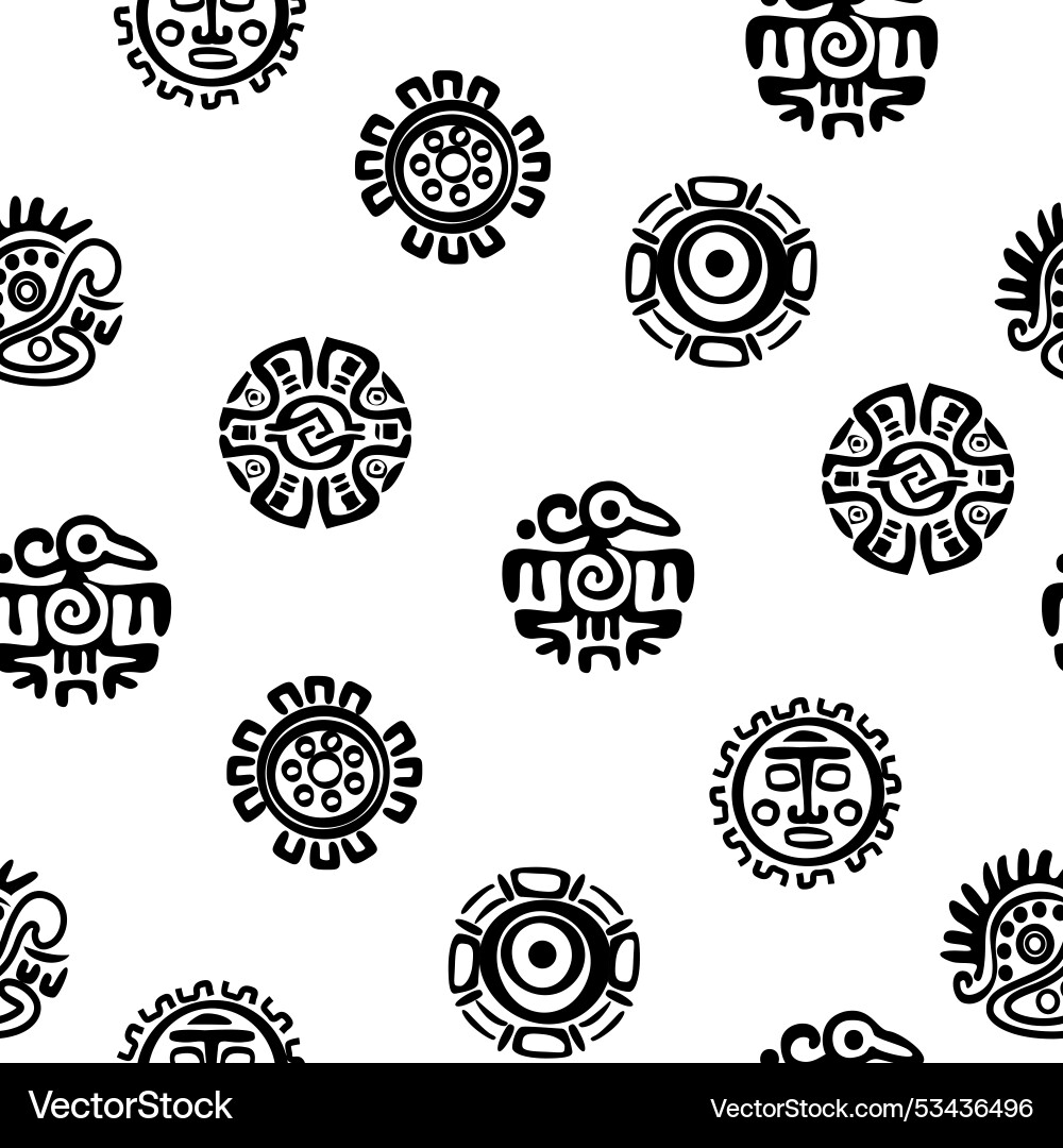 Seamless pattern with maya or aztec hieroglyphs Seamless pattern with maya or aztec hieroglyphs vector image