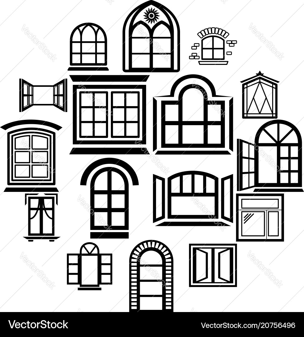 Window Icon Set - Simple Style vector image