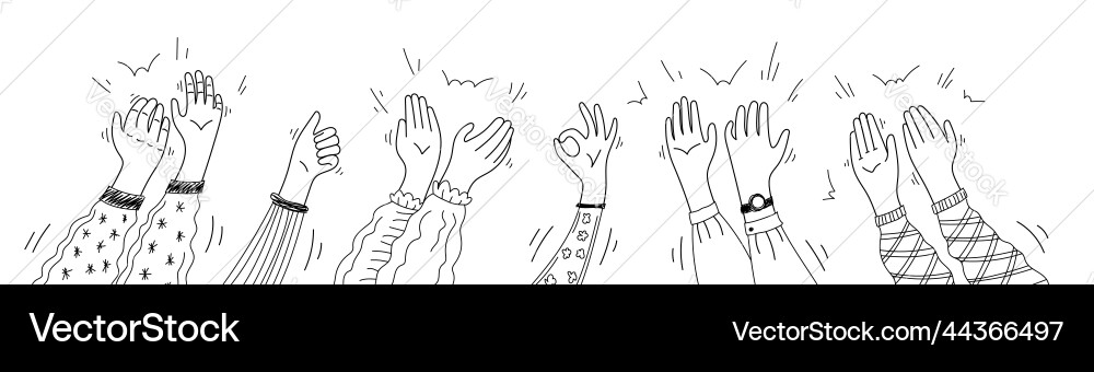 Applause hands set on doodle style human vector image