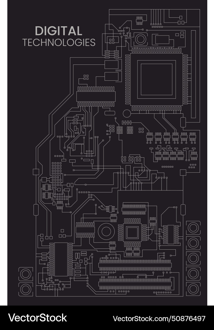 Digital printed circuit board Digital printed circuit board vector image