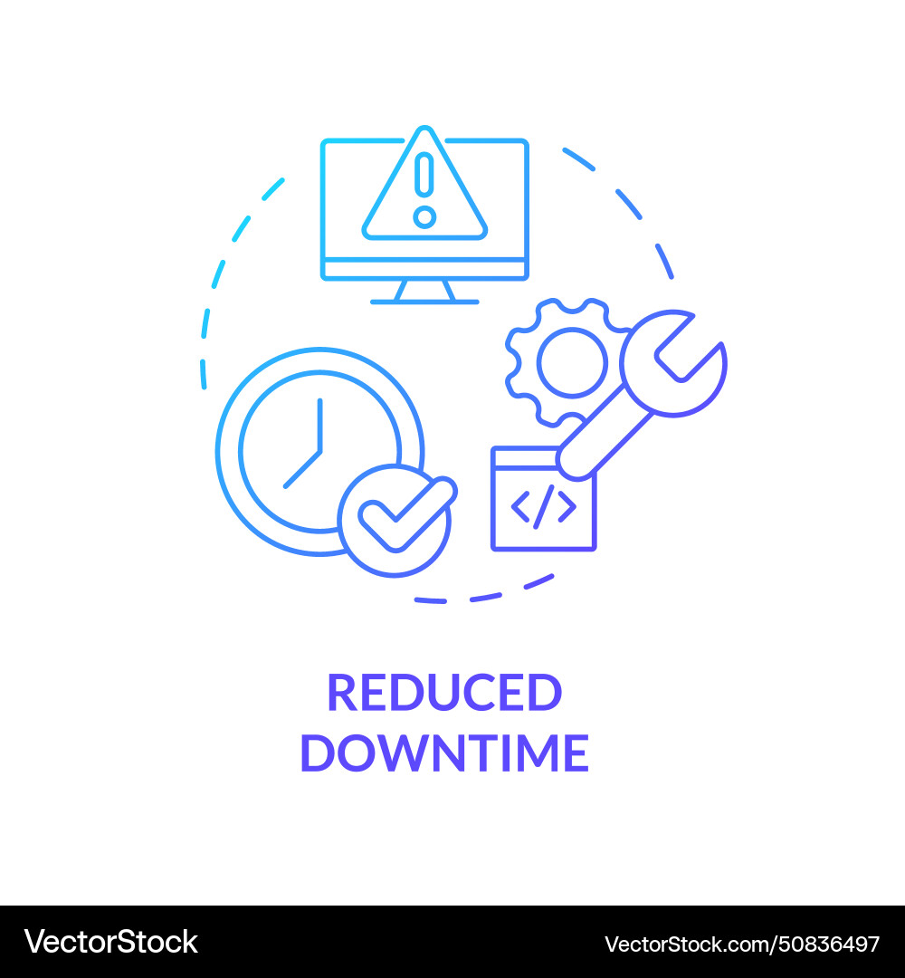 Downtime reduce blue gradient concept icon Downtime reduce blue gradient concept icon vector image