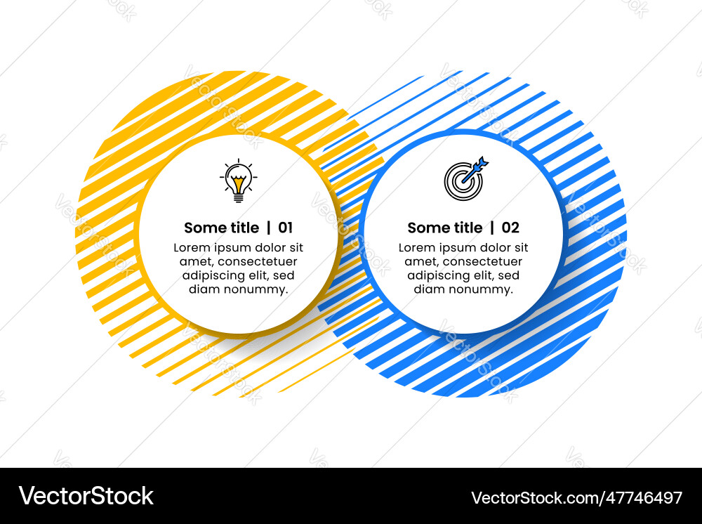 Infographic template 2 linked circles with icons Infographic template 2 linked circles with icons vector image