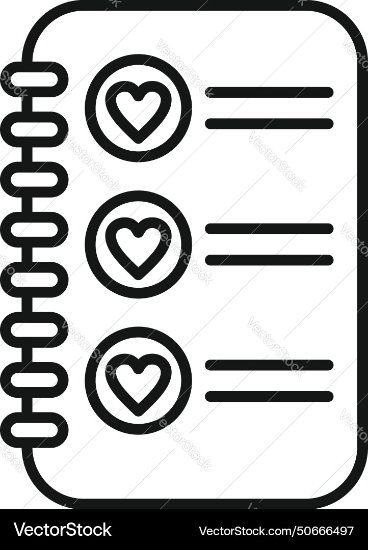 Notebook list items icon outline wish Vector Image