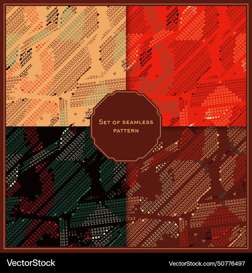 Set of seamless patterns with colored letters Vector Image