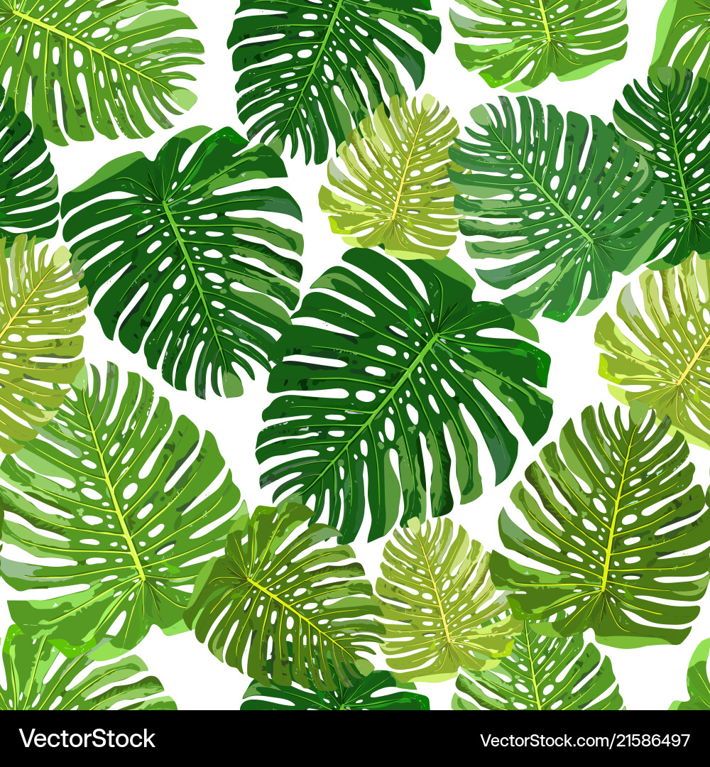 Tropical Leaves Seamless Pattern vector image