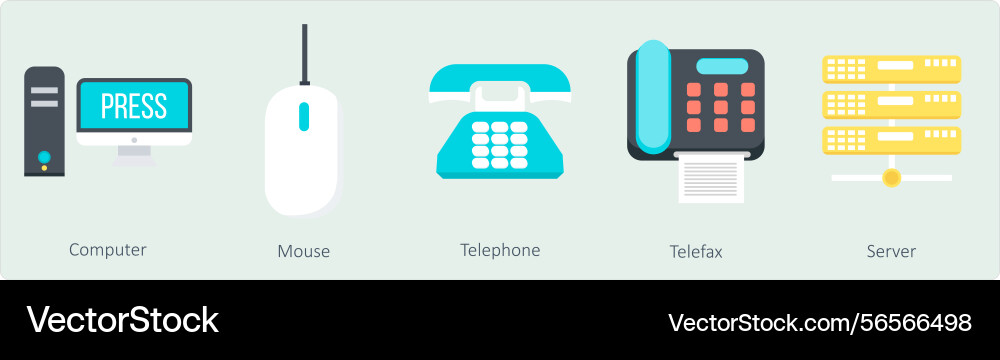 A set of 5 communication icons as computer mouse Vector Image