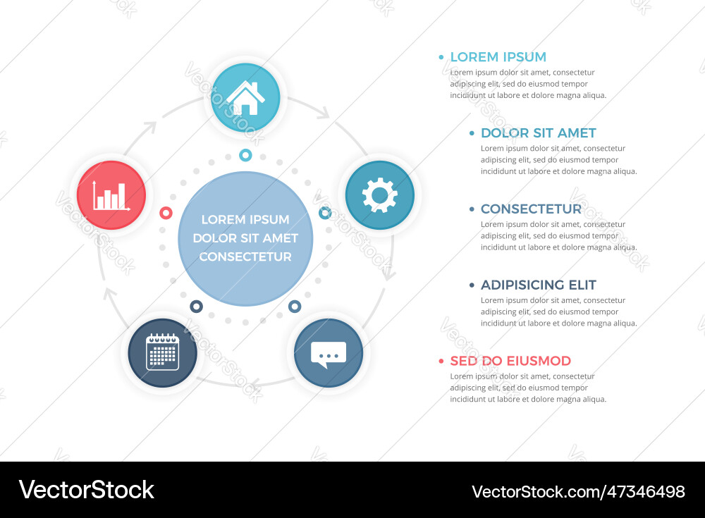 Circle diagram - five elements Royalty Free Vector Image