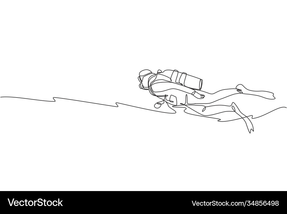 Continuous Line Diver vector image