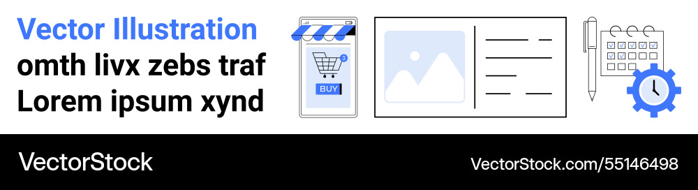 E-commerce content management and scheduling Vector Image