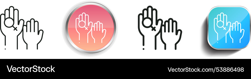 Feminist icon thin linear regular and button vector image