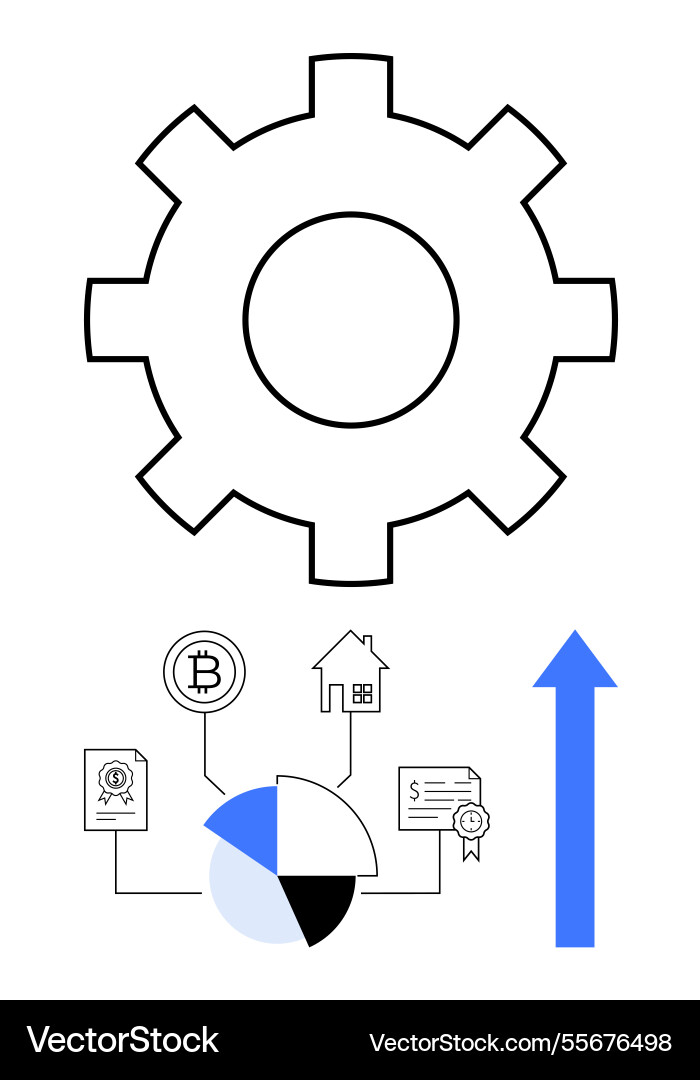 Gear with blockchain elements pie chart Gear with blockchain elements pie chart vector image