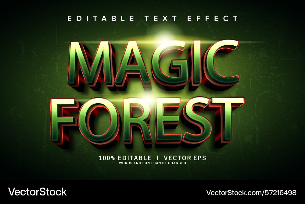 Magic forest 3d text effect with modern style Magic forest 3d text effect with modern style vector image