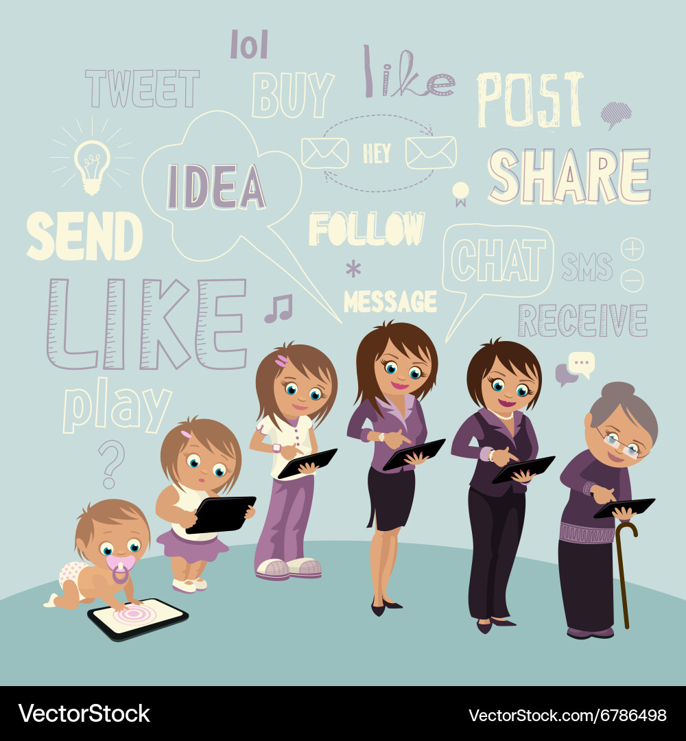 Multi-Generational Digital Connection vector image
