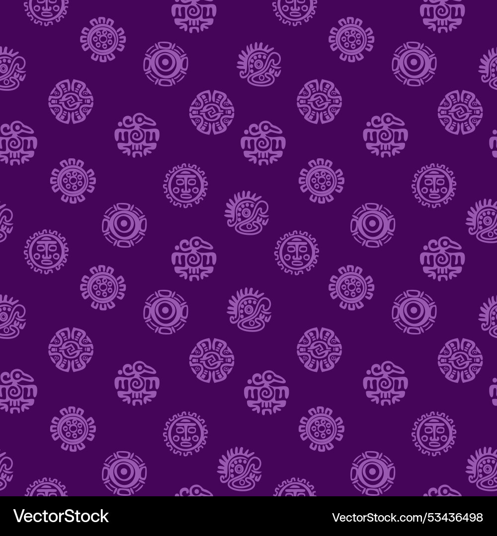 Seamless pattern with maya or aztec hieroglyphs Vector Image
