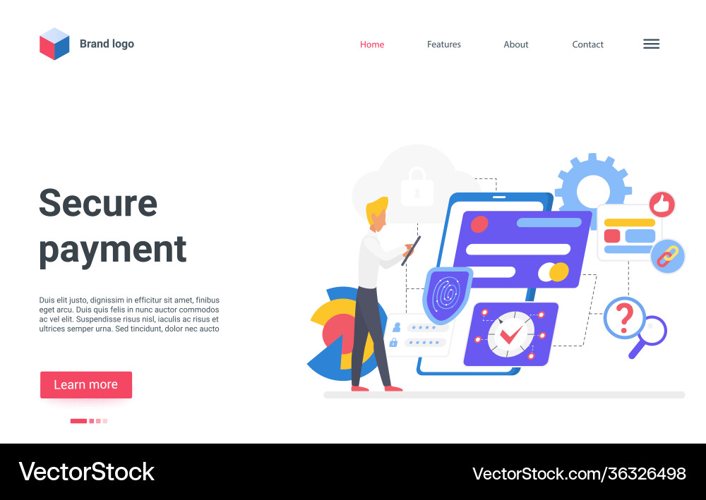 Secure Credit Card Payment Landing Page Vector Image
