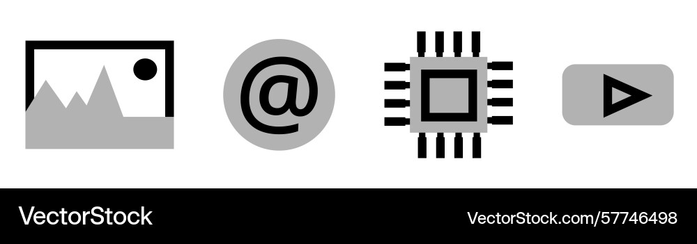 Set of it objects icons photo frame at micro chip Set of it objects icons photo frame at micro chip Vector Image