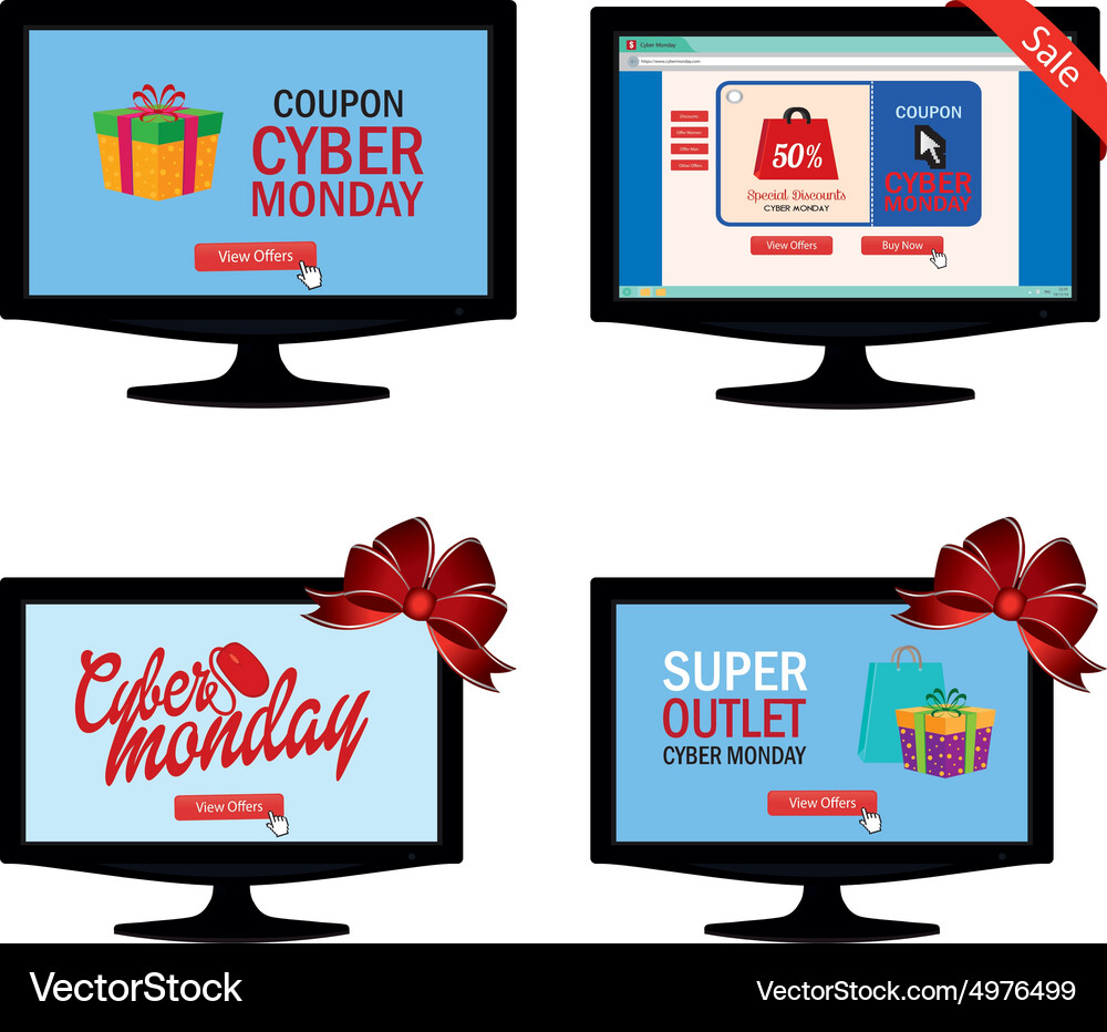 Abstract cyber monday objects on a white Vector Image