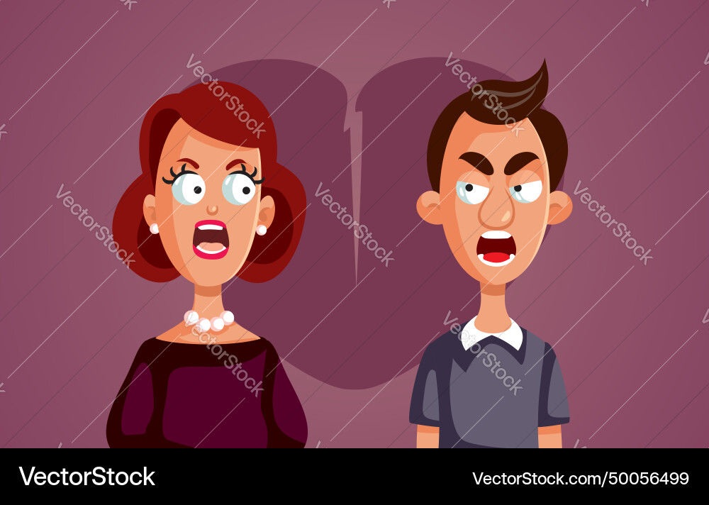 Angry Paar mit einem Streit aus Liebe fallen Angry Paar mit einem Streit aus Liebe fallen vektorbild