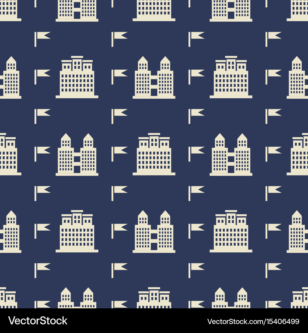 Buildngs and flags seamless pattern vector image