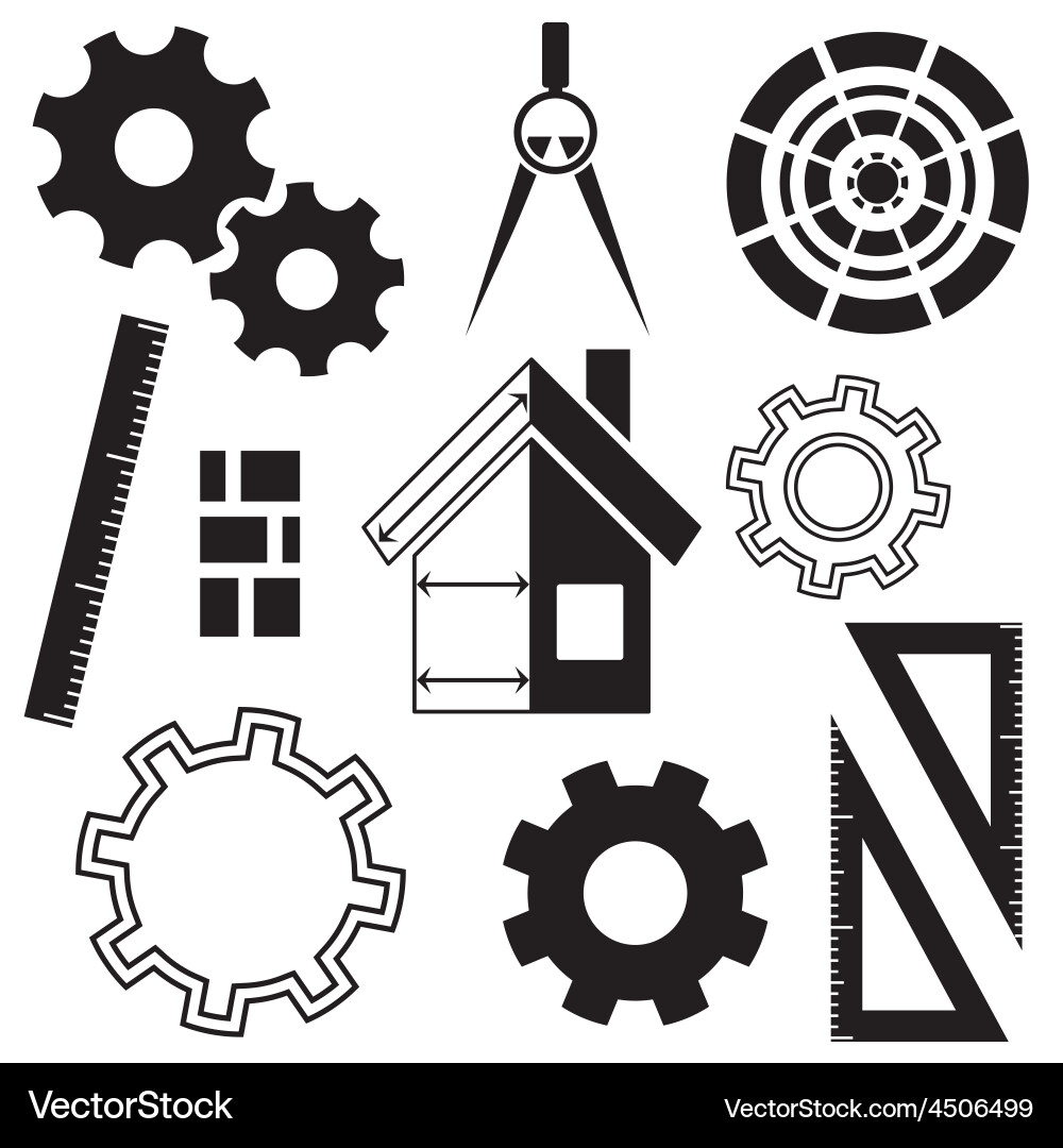 House construction icons Vector Image
