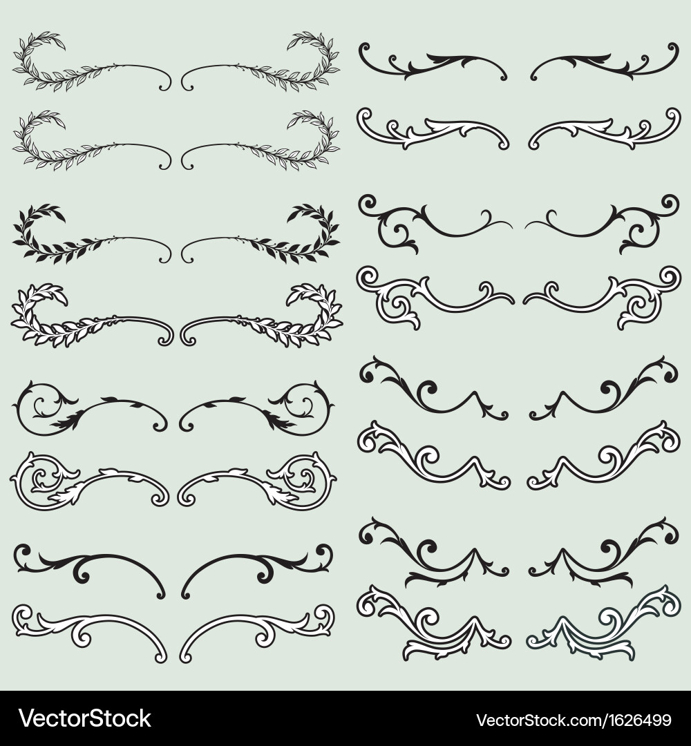 Ornate Scroll & Swirl Elements Vector Image