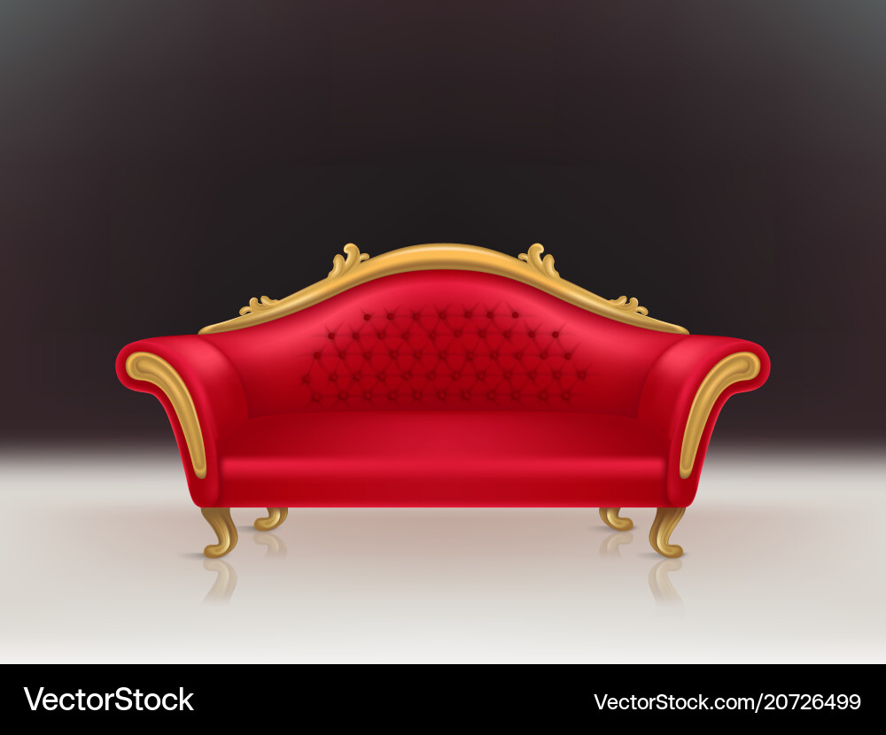 Realistische luxuriöse rote Samt Sofa Couch Realistische luxuriöse rote Samt Sofa Couch vektorbild