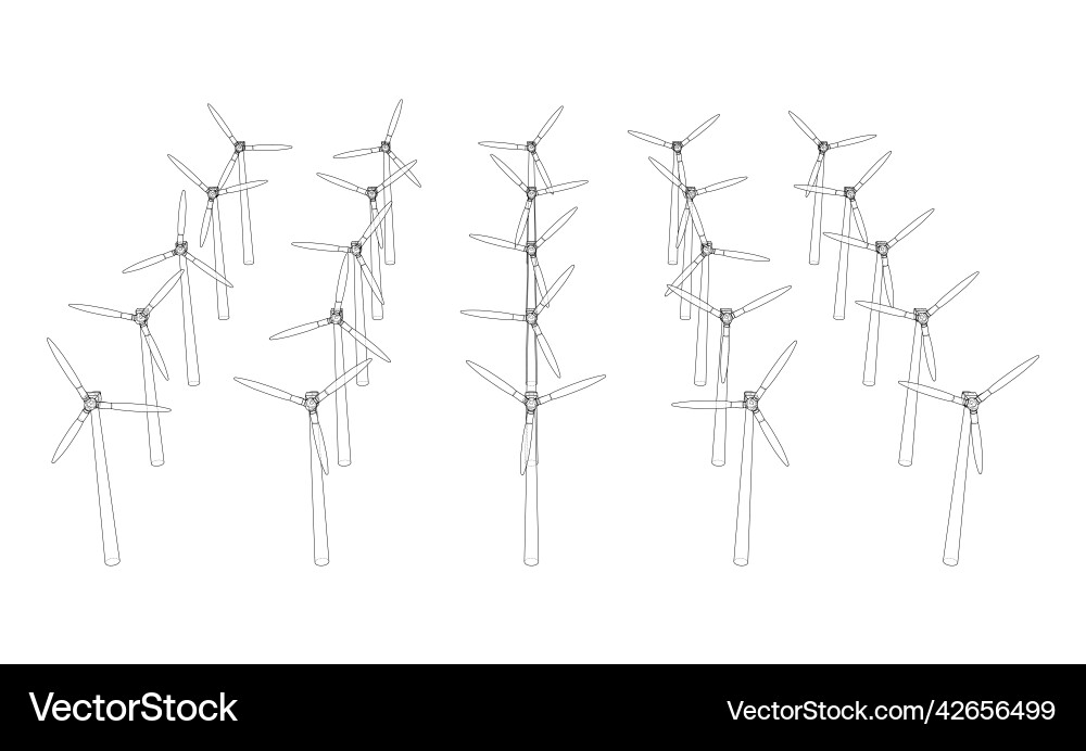 Wind turbines rendering of 3d vector image