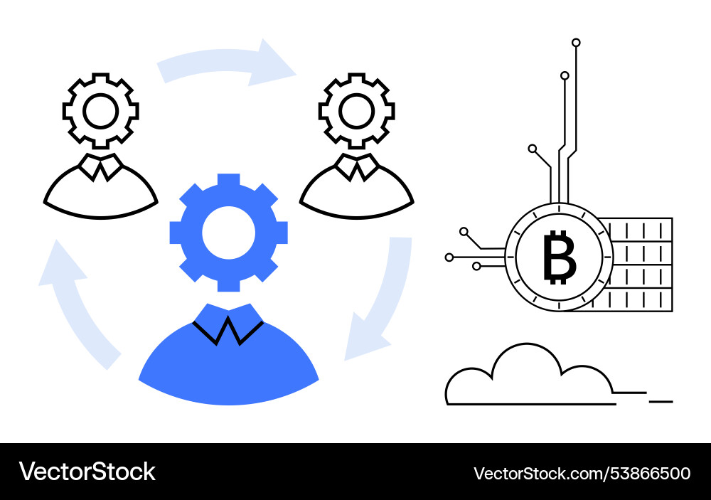 Blockchain technology and collaborative networking Blockchain technology and collaborative networking Vector Image