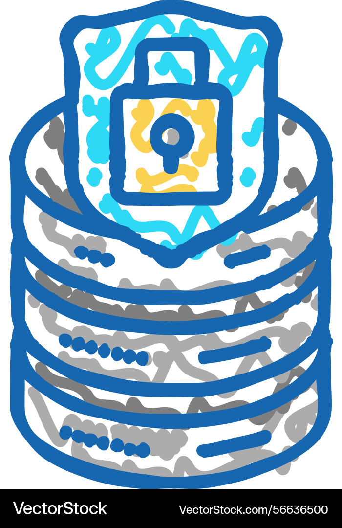 Data access control database icon doodle Data access control database icon doodle vector image