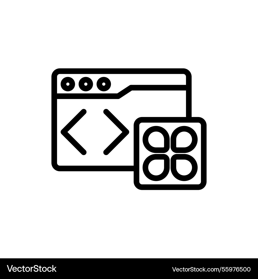 Displaying code and app menu line art icon Displaying code and app menu line art icon vector image