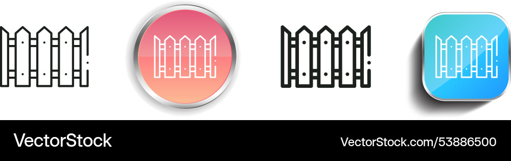 Fence icon thin linear regular and button style Fence icon thin linear regular and button style vector image
