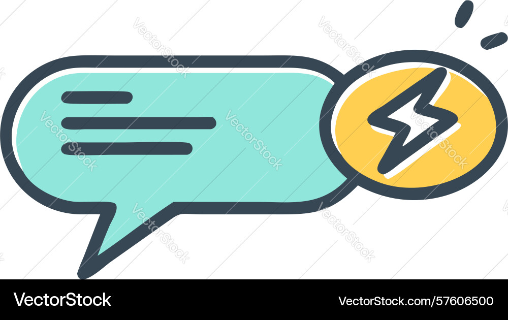 Message bubble with lightning bolt for urgent vector image