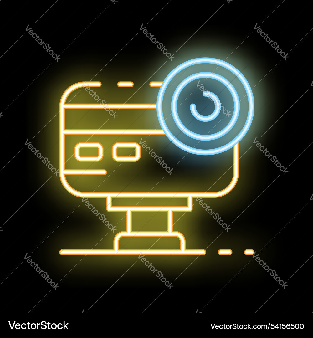 Neon icon of computer monitoring system showing Neon icon of computer monitoring system showing vector image