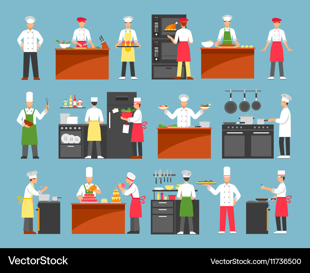 Professional cooking decorative icons set Vector Image