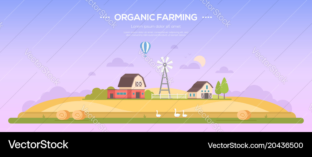 Rural Farm Landscape - Flat Style Royalty Free Vector Image
