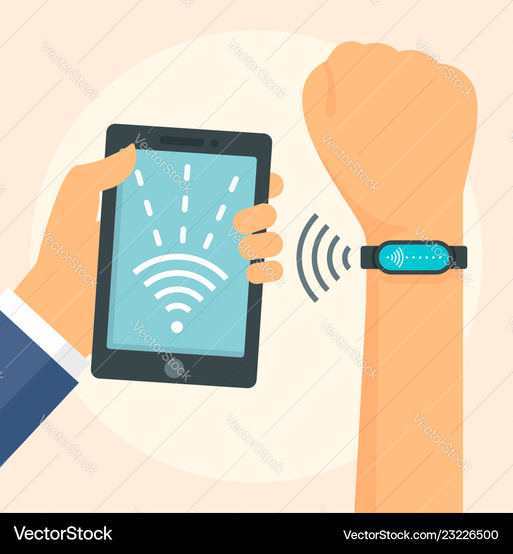 Tablet nfc payment concept background flat style Vector Image