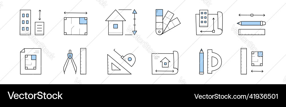 Architecture icons house project measure tools Architecture icons house project measure tools vector image