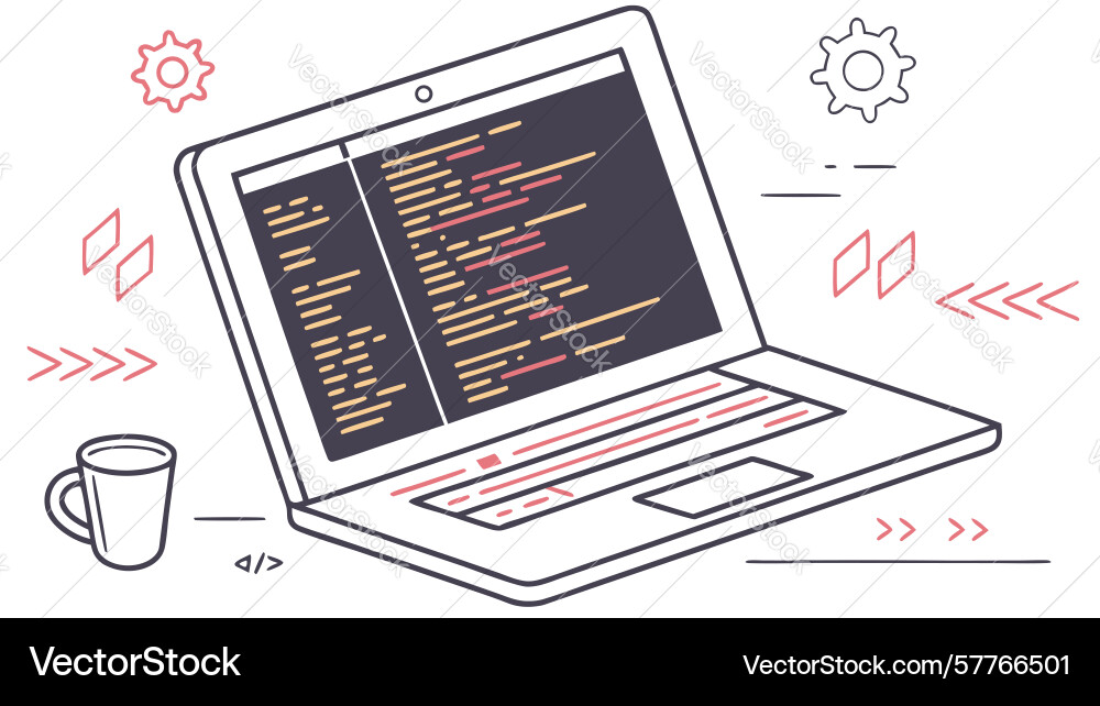 Clean code programming laptop displaying elegant vector image