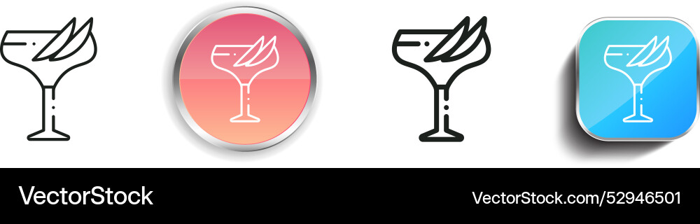 Cocktails icon thin linear regular and button vector image