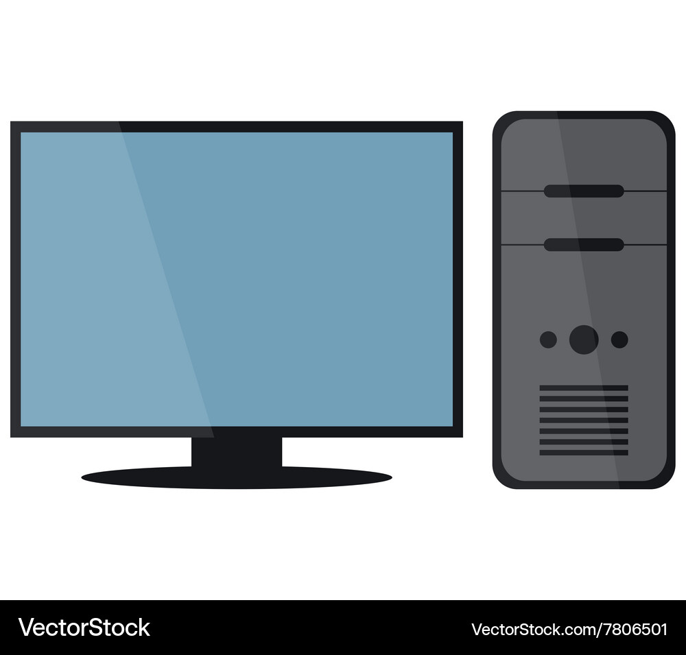 Computer with monitor Vector Image