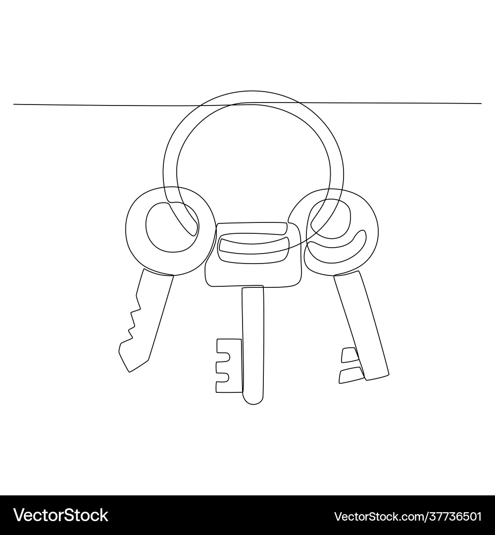 Continuous line drawing a key Continuous line drawing a key Vector Image