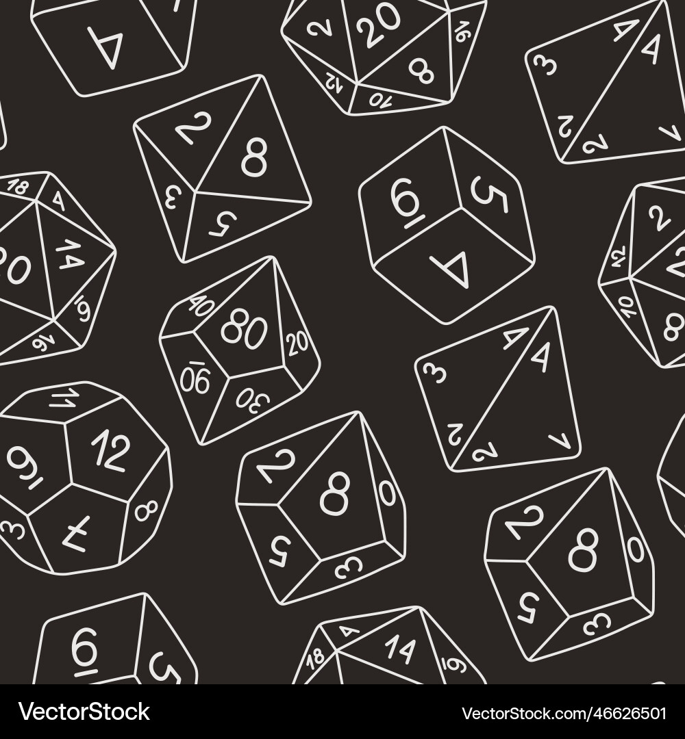 D10 D20 Dice Seamless Pattern vector image