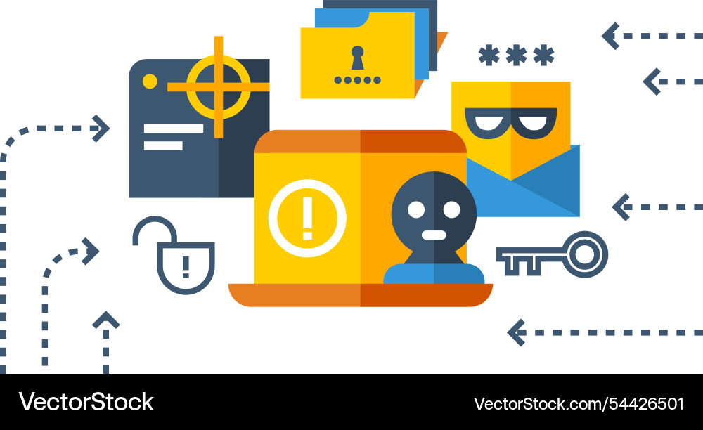 Hacker attack concept cyber crime color icon Hacker attack concept cyber crime color icon vector image
