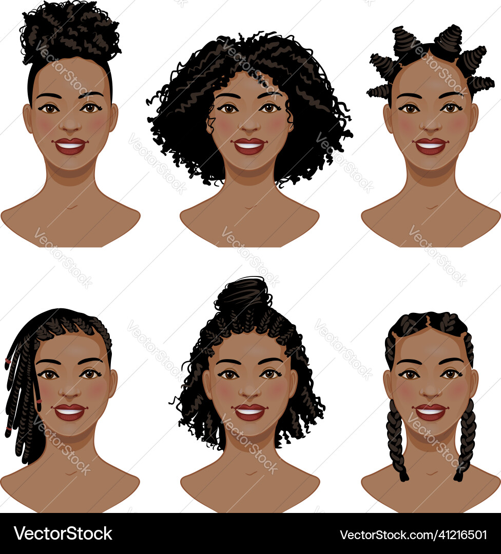 Hairstyles for african american woman Royalty Free Vector