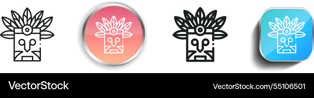 Indians icon thin linear regular and button style Vector Image