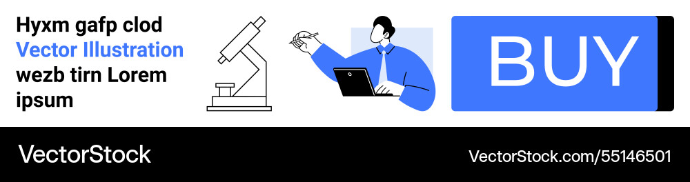 Lab research with microscope and buy button next Lab research with microscope and buy button next vector image