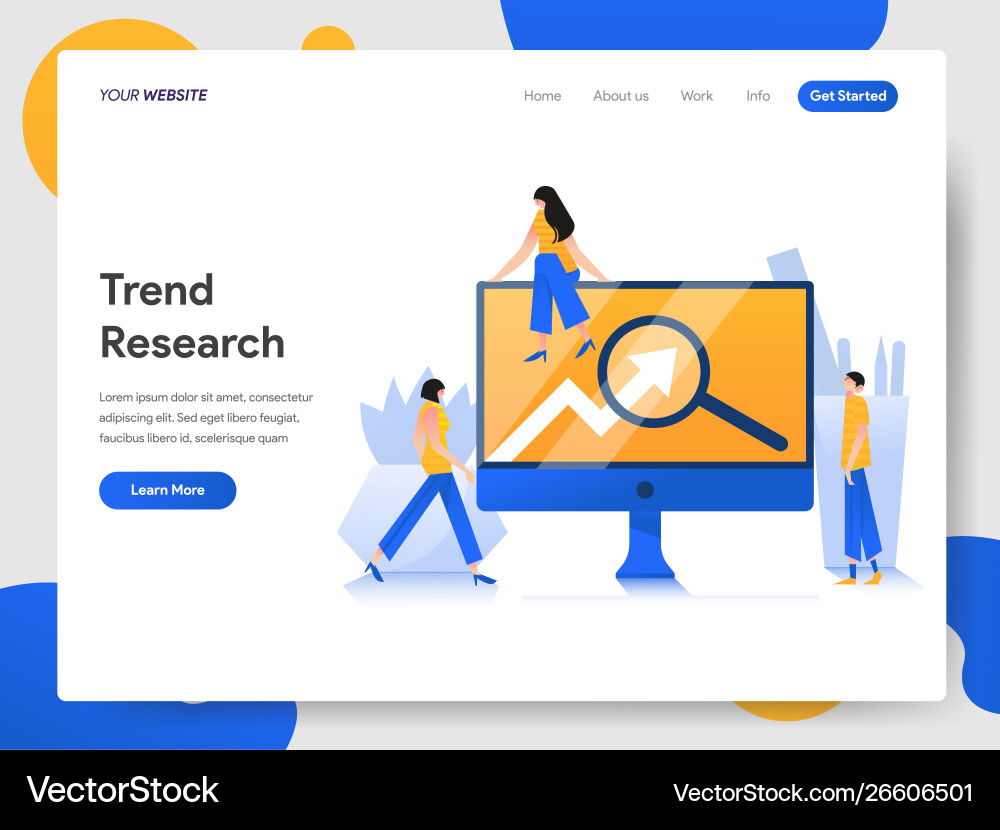 Landing page template trend research concept Landing page template trend research concept vector image