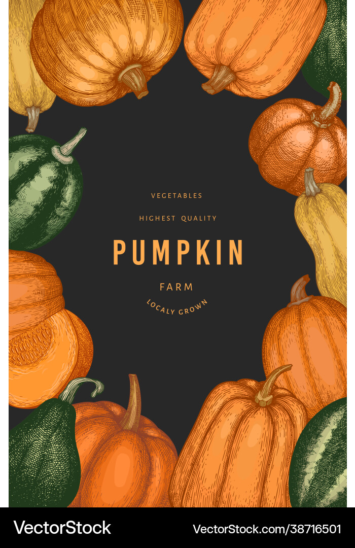 Pumpkin color design template hand drawn vector image